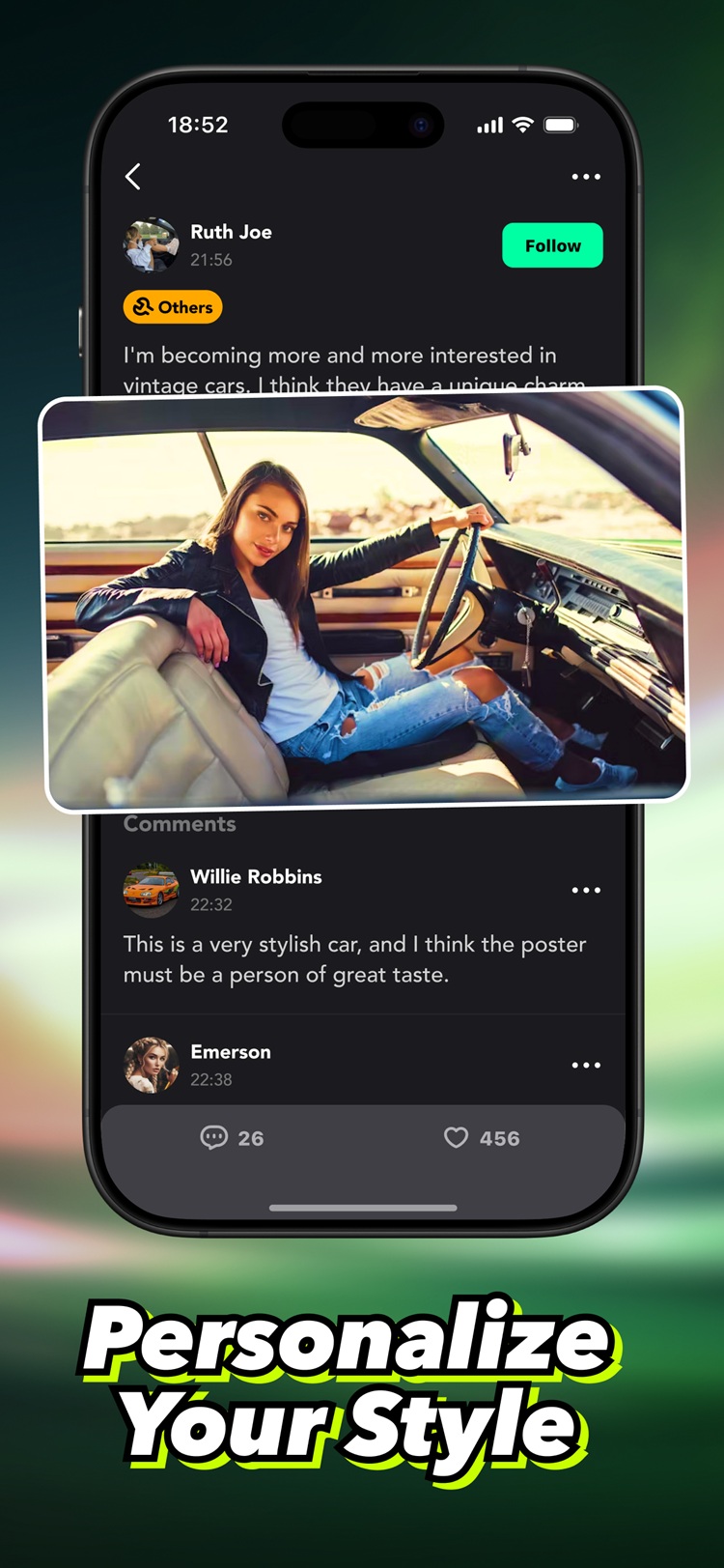 Singo app screen showing social post